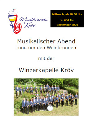 Musikalische Moselabende am 9. und 16. September 2026 am Weinbrunnen Kröv