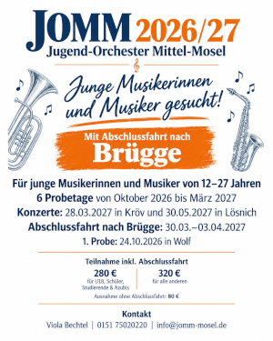 JOMM sucht neue Mitglieder - junge Musikerinnen und Musiker der Region willkommen